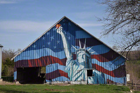 Close up of Statue of Liberty Mural