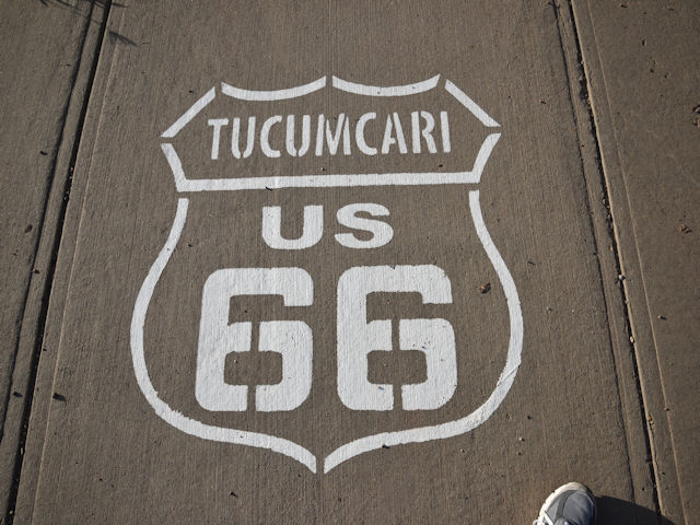 Route 66 on the sidewalk