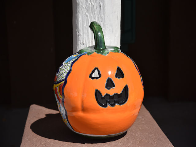 Ceramic pumpkin outside Moriarity shop